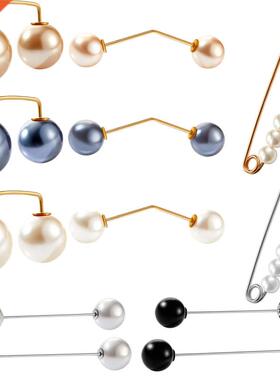 12 Pieces Faux Pearl Brooch Pins Sweater Shawl Pins Anti-Exp