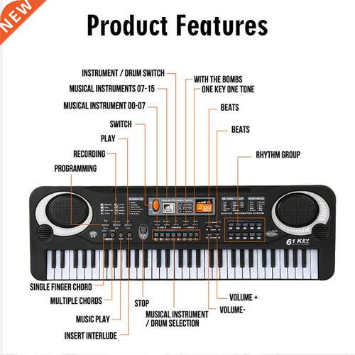 Keyboard Electric Piano 61 Keys Digital Music Electronic Key