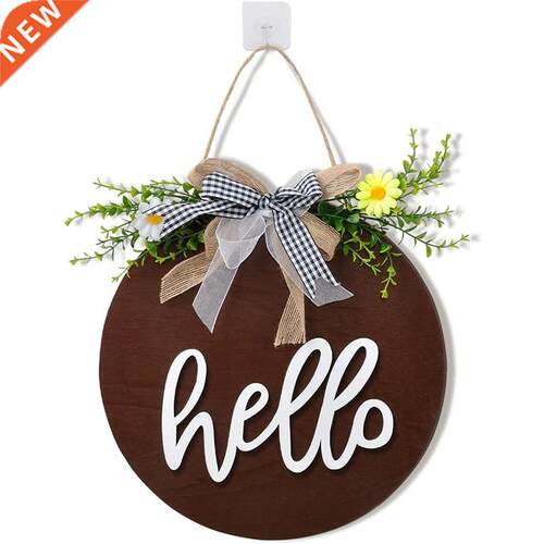 Welcome Sign for Front Door Wreaths, Hello Sign with Bowknot