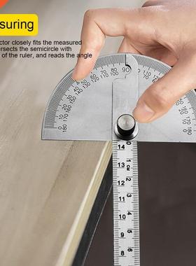 Stainless Steel Roundhead 180 Degree Adjustable Protractor M
