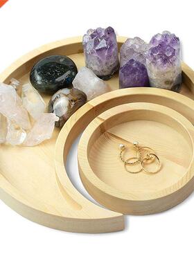 Wooden Serving Tray Rustic Tableware Dessert Dish Moon Sun S