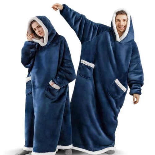 Super Long Flannel Blanket with Sleeves Winter Oversized