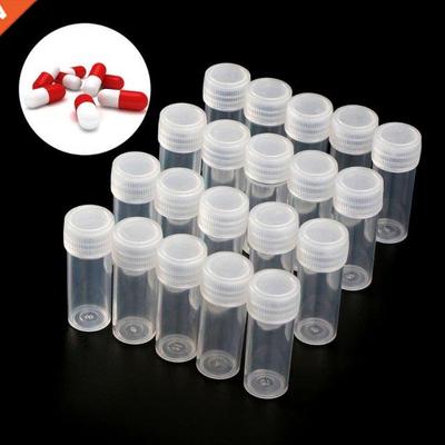 20Pcs 5ml Plastic Test Tubes Vials Sample Container Powder C