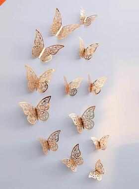 12Pcs 3D Hollow Butterfly Wall Sticker For Home Decoration D