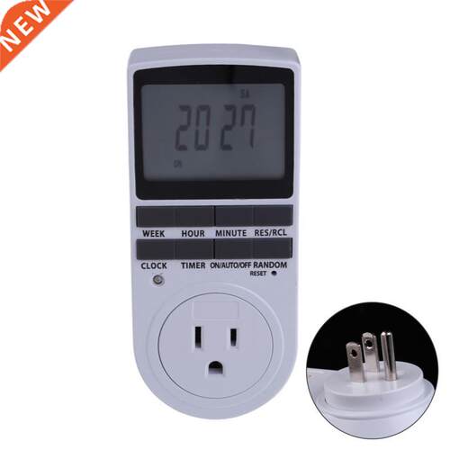 7 Day Programmable Timer LCD Plug-in Socket Switch 12/24 Hou