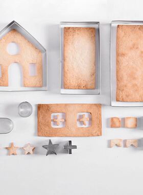 10pcs 3D Biscuit Molds Christmas Gingerbread House Cookie Cu