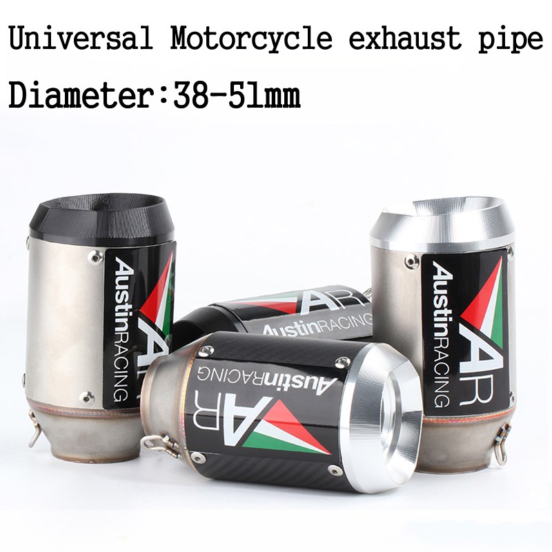 51mm 60mm Universal Racing Motorcycle Exhaust Pipe AR Austin