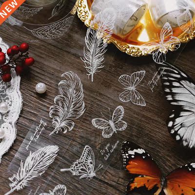 Self Adhesive Masking Tape Feather Butterfly Plants Transpar
