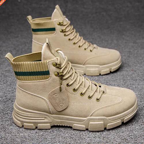 New Men Boots Leather Waterproof Lace Up Military Boots Men