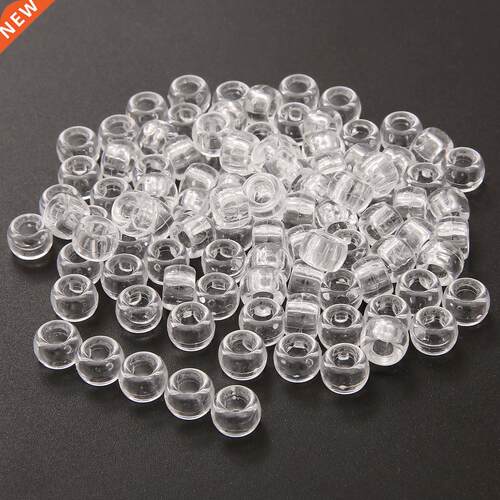 Clear 50pcs 100Pcs 9mm Resin Hair Beads 4mm Big Hole Dreadlo