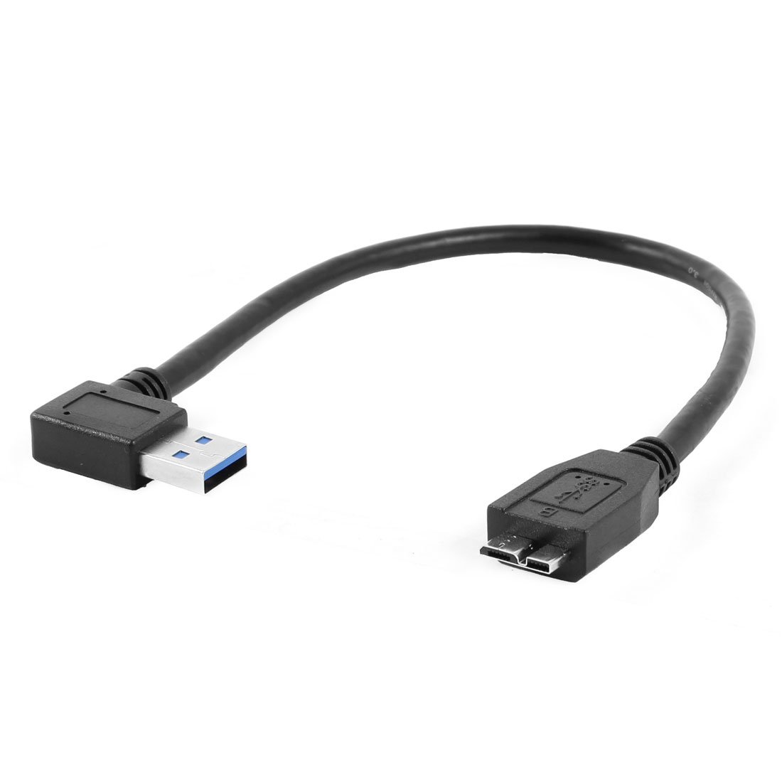 Black Right Angle USB .0 Type A Male to Micro B Male Cable