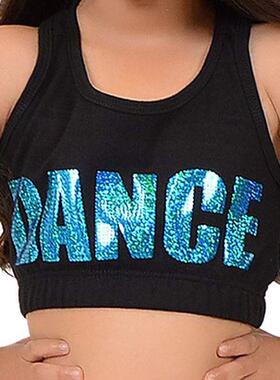 FEESHOW Kids Girls Sleeveless Shiny Letters DANCE Printed Cr