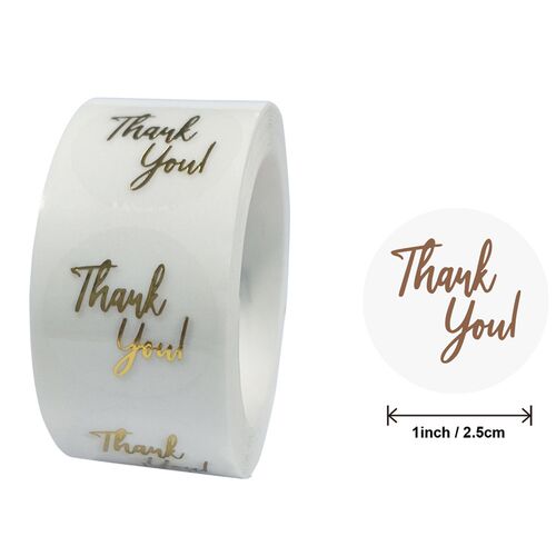 50-500pcs Labels 1inch Clear Gold Foil Thank You Stickers Fo