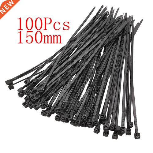 Self-locking Nylon Plastic Cable Tie 100Pcs Black 150mm Wire