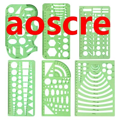 6 Pieces of Geometric Drawing Templates, Measuring Templates