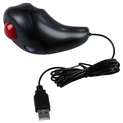 Black Optical Hand-Held USB Trackball Mouse For PC
