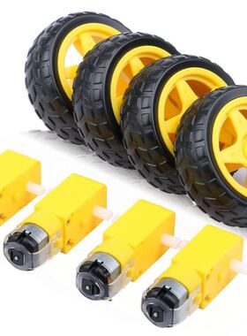 DC Electric Motor with Plastic Toy Car Tire Wheel 3-6V Dual