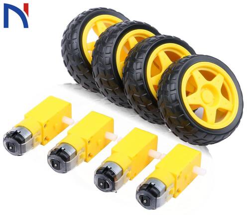DC Electric Motor with Plastic Toy Car Tire Wheel 3-6V Dual