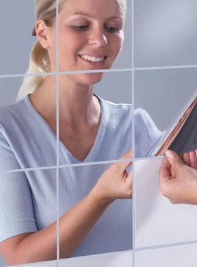 16pcs Mirror Wall Stickers Decal Self-adhesive Tiles Furnitu