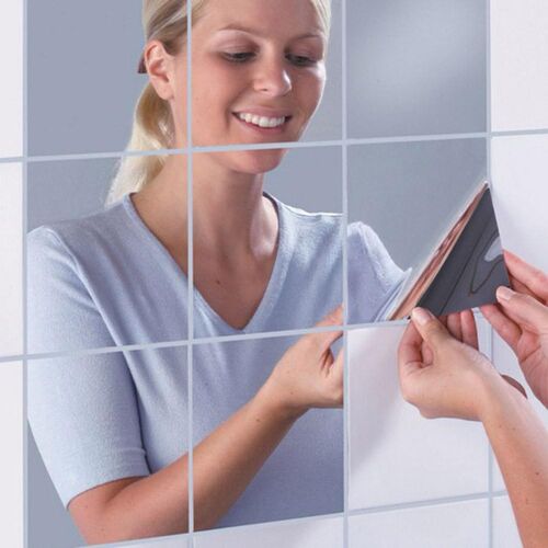16pcs Mirror Wall Stickers Decal Self-adhesive Tiles Furnitu