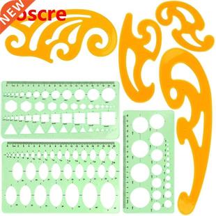 Geometry Drawing Template Ruler Set Green Plastic Student L