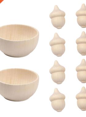 Wood Acorns Bowls Unfinished Wood Craft  Wedding Decorati