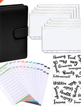 A6 PU Leather Notebook Binder Budget Planner Organizer 6 Rin