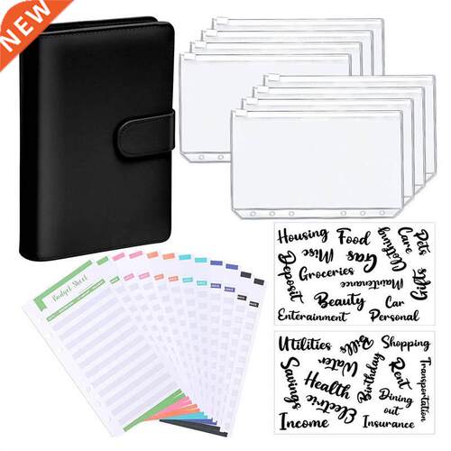 A6 PU Leather Notebook Binder Budget Planner Organizer 6 Rin
