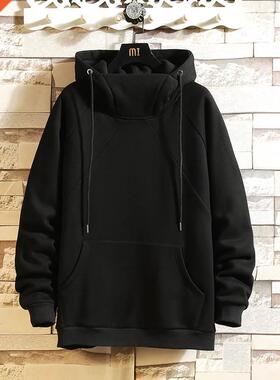 Japan Style Casual O-Neck 2022 Spring Autumn Black Hoodie Sw
