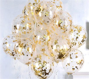 10pcs Clear Balloons Gold Star Foil Confetti Transparent Met
