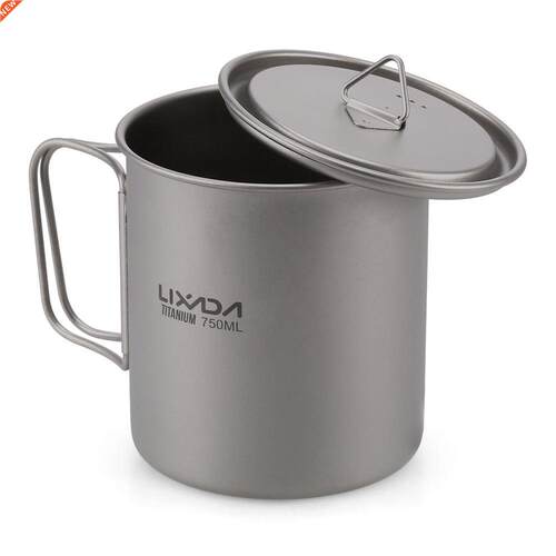 Lixada Ultralight Titanium Cup Water Cup Mug with Foldable H