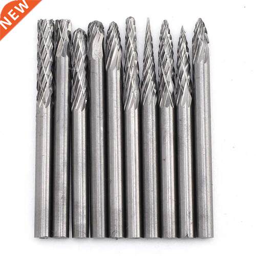 10Pcs Tungsten Steel Grinding Head Double Groove Milling Dri