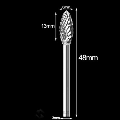 1/8 Tungsten Carbide x6mm Drill Bits Rotary Burrs Metal Dia