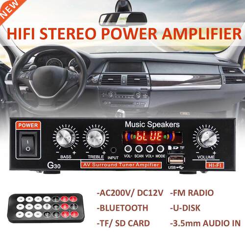 12V 220V 2 channel HiFi Stereo Audio Car Amplifier Car Audi