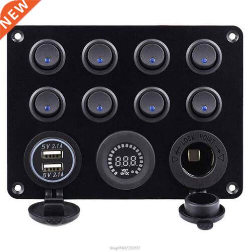 8 Group ON-OFF Toggle 12V Voltmeter Rocker Switch Panel 4.2A