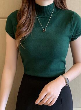 Half Turtleneck Summer Short Sleeve Korean Style Sweater Kni