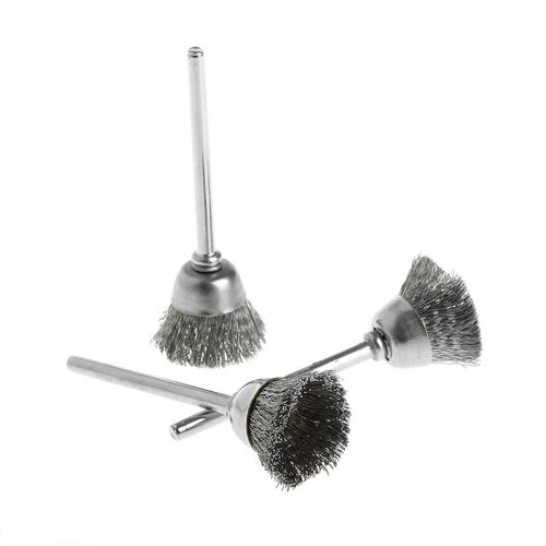 3Pcs Steel Wire Wheel Brush Head Abrasive Deburring Drilling