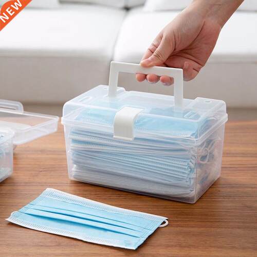 Mask Storage Box With Handle Household Dust-proof Sealed Lar