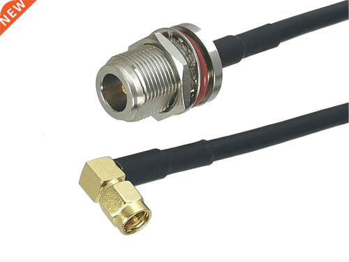 1Pcs RG58 SMA Male plug Right angle to N Female jack Bulkhea
