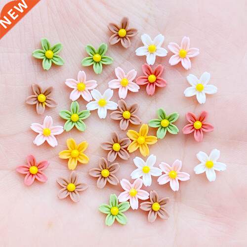 100Pcs New Cute Mixed Mini Flower Flat Back Resin Cabochons