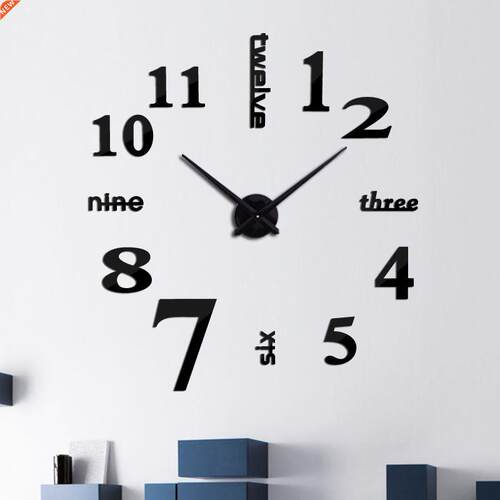 OHO brand acrylic mirror wall clock 3d big quartz watch horl