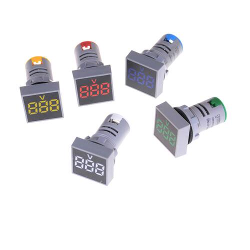 22MM AC12-500V Voltmeter Sque Panel LED Voltage Meter Indi