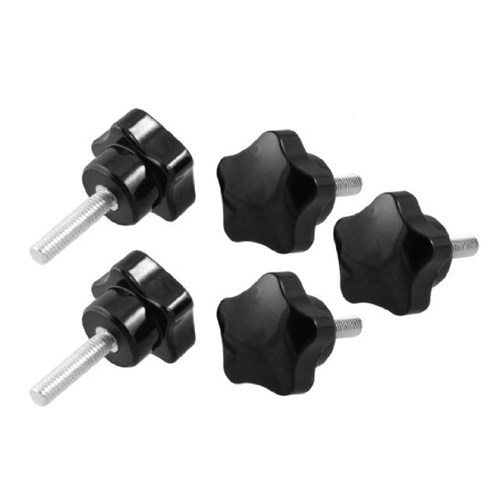 5 Pcs M6 x 20mm Male Thread Clamping Star Knobs Grips Black