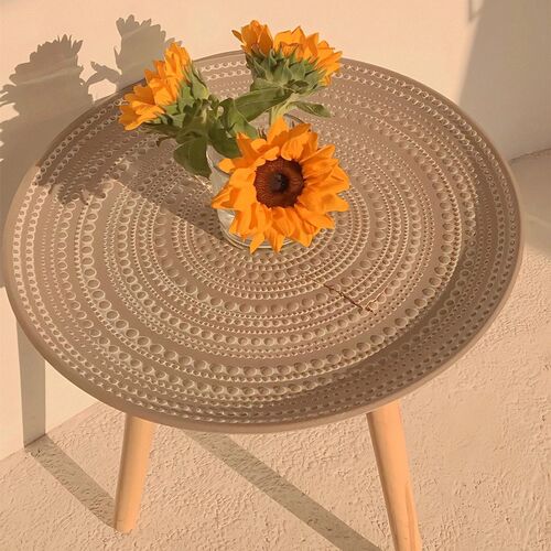 Cutelife Creative Round Nordic Wood Coffee Table Storage Tea