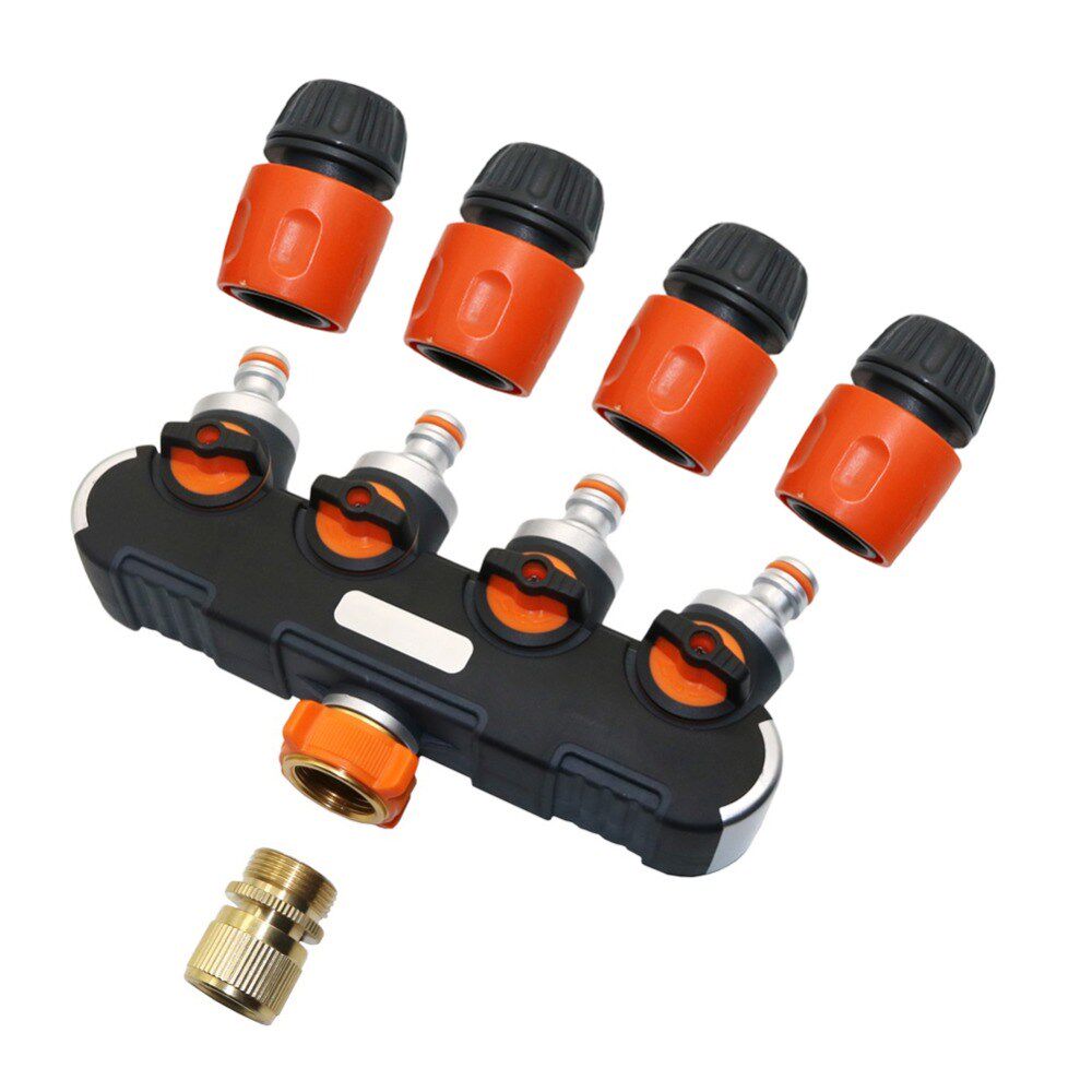 Garden Faucet 4 Way Hose Splitter Valve Plastic Connector Di图片