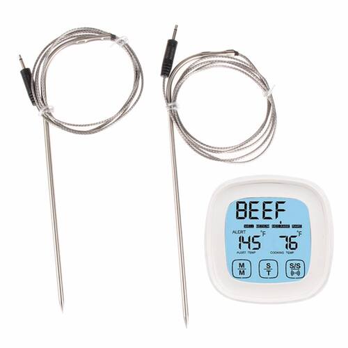 2 Probes Touchscreen Oven Meat Thermometer and Timer Grill K