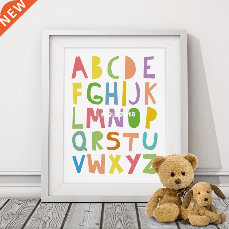 ABC Alphabets Canvas Painring Mulit Colors Typography Nurser