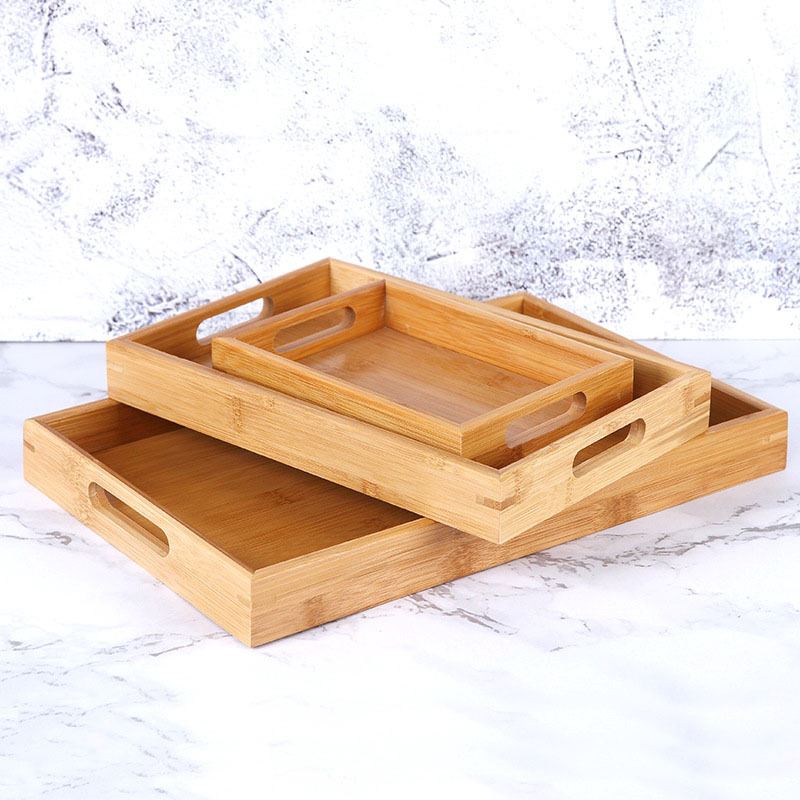 Bamboo Wooden Rectangular Tea Tray Solid Wood Tray trays ser