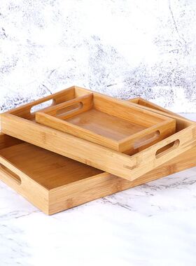 Bamboo Wooden Rectangular Tea Tray Solid Wood Tray trays ser