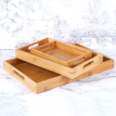 Bamboo Wooden Rectangular Tea Tray Solid Wood Tray trays ser